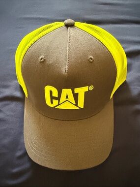 Caterpillar Brown & Yellow CAT Logo Mesh Trucker Hat